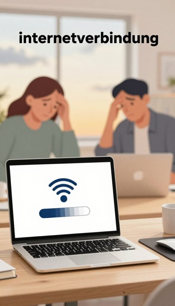 An illustrated scene depicting the concept of "internetverbindung," focusing on the disadvantages and limitations faced prior to purchase. In the foreground, showcase a modern desk setup with a sleek laptop displaying a loading symbol and a partially connected Wi-Fi icon, representing slow internet connectivity. The middle ground features a gentle gradient of warm colors, symbolizing frustration, with blurred figures of stressed business professionals in casual attire discussing the situation. In the background, a window reveals a cloudy sky, hinting at the unpredictability of connectivity. Use soft, natural lighting to create an inviting yet tense atmosphere. The overall composition should resonate with a Pinterest aesthetic, maintaining an authentic feel without text or branding. Include the subtle brand name "TechKiste" integrated into the desktop items like a mouse pad or notebook in a minimalist style. An illustrated scene depicting the concept of "internetverbindung," focusing on the disadvantages and limitations faced prior to purchase. In the foreground, showcase a modern desk setup with a sleek laptop displaying a loading symbol and a partially connected Wi-Fi icon, representing slow internet connectivity. The middle ground features a gentle gradient of warm colors, symbolizing frustration, with blurred figures of stressed business professionals in casual attire discussing the situation. In the background, a window reveals a cloudy sky, hinting at the unpredictability of connectivity. Use soft, natural lighting to create an inviting yet tense atmosphere. The overall composition should resonate with a Pinterest aesthetic, maintaining an authentic feel without text or branding. Include the subtle brand name "TechKiste" integrated into the desktop items like a mouse pad or notebook in a minimalist style.